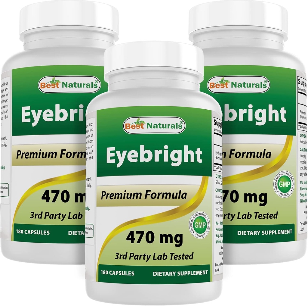 Best Naturals Eyebright 470 mg 180 Capsules (180 Count (Pack of 3))