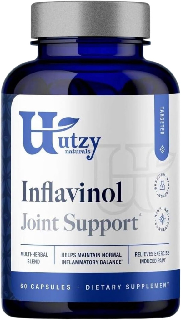 Utzy Naturals Inflavinol ← Joint Support Suplemento Silencio con Ginger, Devils Claw (con harpagosides), Boswellia serrata (como Casperome®), " Rosemary (como AquaROX®) ← Flavonoid Blend ← 60 Capsules