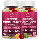 Cretina Monohydrate Gummies - 5g para Hombres &amp; Mujeres, 160 Conde y Creatine Chewable Suplementos para la ganancia muscular, fuerza muscular, energía y constructor de músculo, libre de azúcar, Vegan