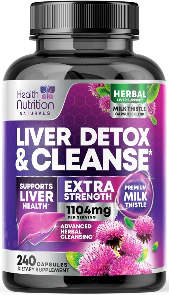 Gentle Liver Cleanse Detox " Repair Formula - Advanced Liver Support Supplement with Silymarin Milk Thistle, Dandelion Root, Artichoke Extract, Turmeric, Choline, " Beetroot - 240 Veggie Capsules