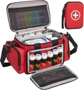 Bolsa de almacenamiento de medicamentos, organizador de botellas con bolsa pequeña portátil, organizador de botellas de medicamentos vacío con el cuero del hombro para almacenamiento y viajes en el hogar