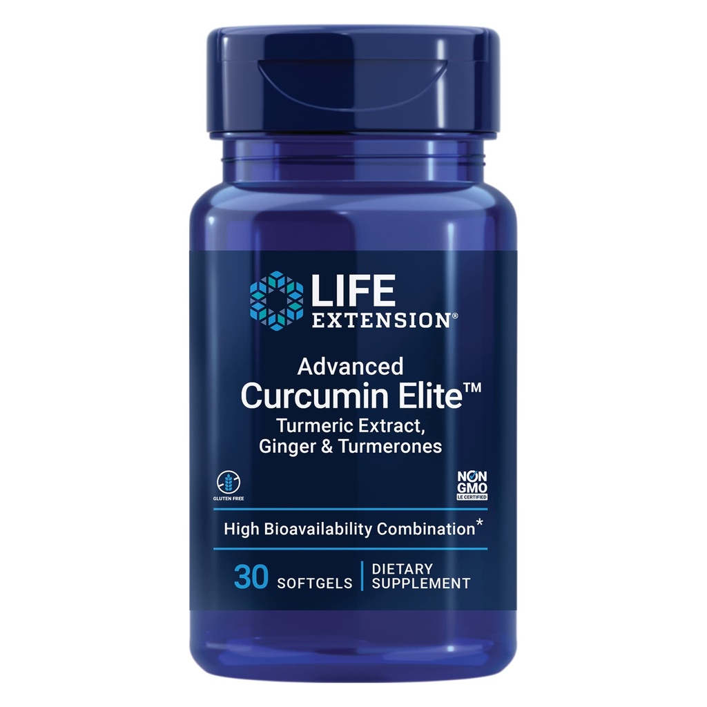 Extensión de vida Super Omega-3 Fish Oil, Curcumin Elite Turmeric Extract &amp; Ginger Softgel Bundle - 240 + 30 Cuenta