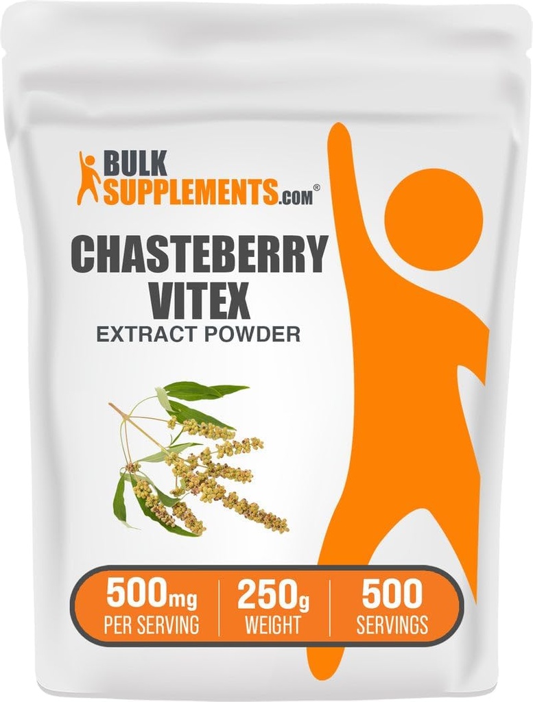 BulkSupplements.com Chasteberry Extract Powder - Chasteberry proveniente de Vitex Berry, Herbal Supplement - Vegan & Gluten Free, 500mg por Serving, 250g (8.8 oz) (Pack of 1)