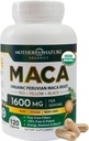 Mother Nature Organic Maca Root Capsules – 1600mg, 120 Vegan Capsules – Non GMO Peruvian Yellow, Red & Black Maca for Men & Women - Energy, Hormone, Brain & Weight Well-Being