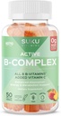 SUKU Vitamina B Complejo Gummies con vitamina C – Sugar Free Vegan 8 B Vitaminas Complejo Suplemento Gummy Aumenta el desarrollo celular, mejora el metabolismo y la formación de colágeno, sabor de durazno (50 Gummies)