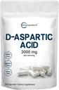 Micro Ingredients D-Aspartic Acid 3,000mg Per Serving, 300 Capsules | Pure DAA for Energy, Testosterone & Performance Support | Non-GMO, Gluten-Free, Soy-Free