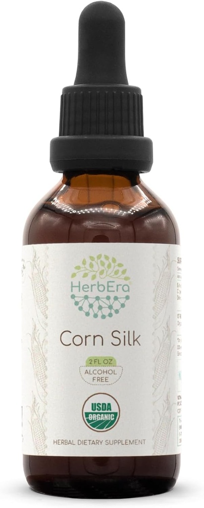 HerbEra Corn Silk B60 Extracto herbario libre de alcohol USDA Tintura orgánica, gotas líquidas concentradas Seda de maíz natural (Zea Mays) (2 fl oz)