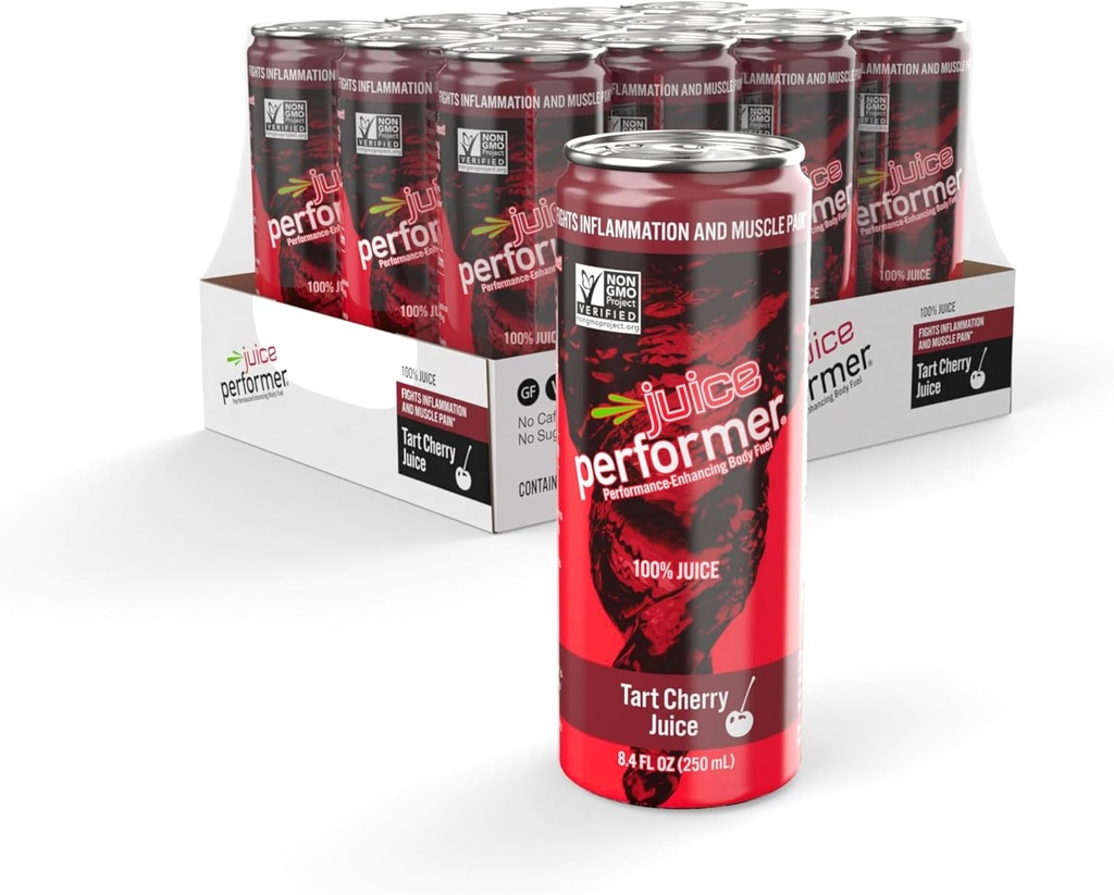 Juice Performer Tart Cherry Juice - 100% Juice for Sleep Support and Enhanced Muscle Recovery - Post Performance Recovery Drink - Superfood Athletic Fuel 8.4 Fl.Oz. (12 Pk) Gluten Free