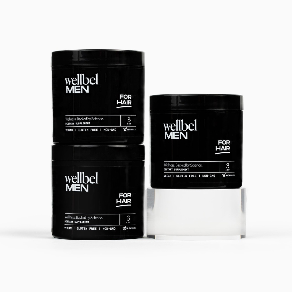 WELLBEL Hombres suplemento limpio para el cabello, la piel y las uñas, Vegan, Gluten Gratis y No GMO 90 Cuenta - 3 Pack