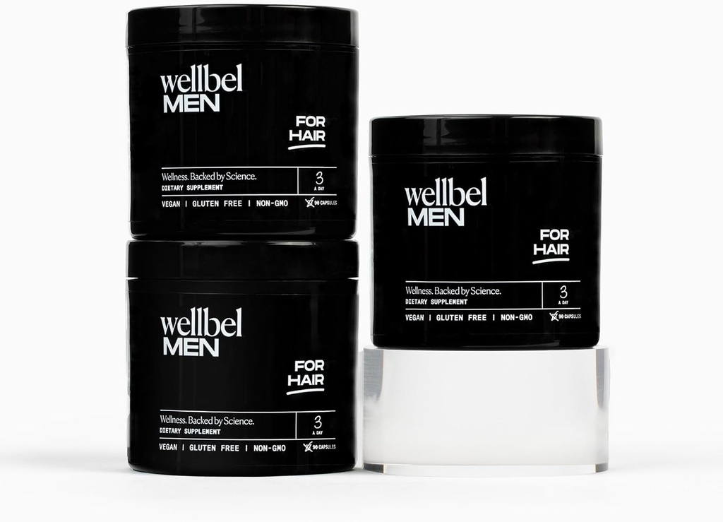 WELLBEL Hombres suplemento limpio para el cabello, la piel y las uñas, Vegan, Gluten Gratis y No GMO 90 Cuenta - 3 Pack