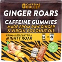 Ginger Roars - 60 Energy Gummies - Vegan Caffeine Chews Each 33mg, Made with a Tasty, Natural Fiery Kick for Improved Running, Cycling, Preworkout & Focus.