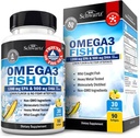 Triple fuerza Omega 3 Fish Oil Suplemento - 2250mg EPA DHA Omega 3 ácidos grasos de pescado fresco salvaje, Burpless Lemon Flavor Fórmula apoya la salud ocular y más, Gluten Free, 90 Softgels