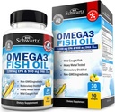 Triple fuerza Omega 3 Fish Oil Suplemento - 2250mg EPA DHA Omega 3 ácidos grasos de pescado fresco salvaje, Burpless Lemon Flavor Fórmula apoya la salud ocular y más, Gluten Free, 90 Softgels