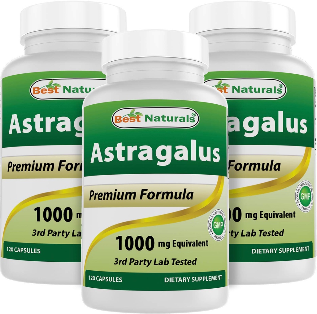 Mejores Naturales Astragalus Capsule, 1000 mg, 120 Conde (Pack of 3)