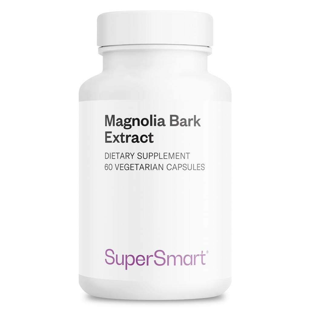 Supersmart - Magnolia Bark Extract (Max Strength) 300mg por día - 90% Honokiol &amp; Magnolol - Magnolia Bark Supplement ← Non-GMO & Gluten Free - 60 cápsulas vegetarianas