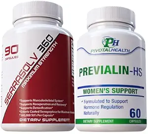 Serrraolv 360: Extra Strength Fibriod Package - Dissolve Fibroids Rápido (Serrasolv 360 90 Cap & Previalin 60 Cap) También ayuda con Bloating, Discomfort y Balancing Hormones