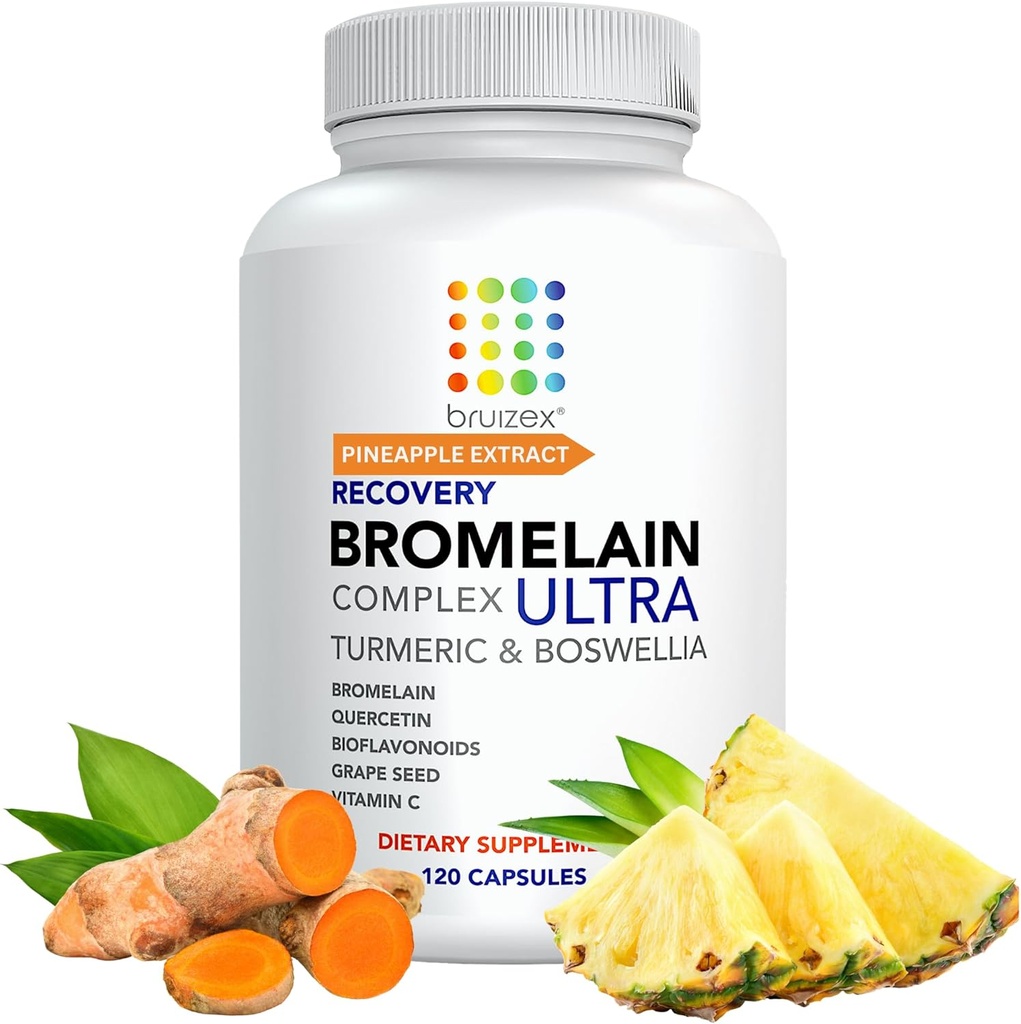 Bruizex Ultra Bromelain y Quercetin Bruising Relief Supplement, 120 Capsules ¦ Bruised Skin, Trauma Recovery and Swelling Surgery Suplementos TEN Contiene Bromelain, Quercetin, Turmeric y Boswellia