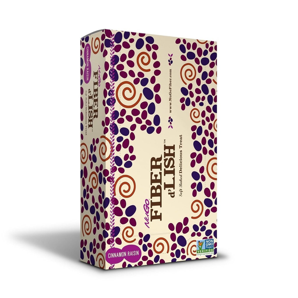 NuGO Fiber d'Lish Cinnamon Raisin, 12g High Fiber, Vegan, 150 Calories, 1.6 Ounce , 16 Conde(Pack of 1)
