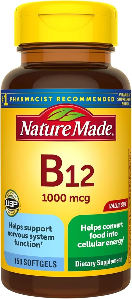 Vitamina B12 1000 mcg Softgels, 150 Contar Valor Tamaño