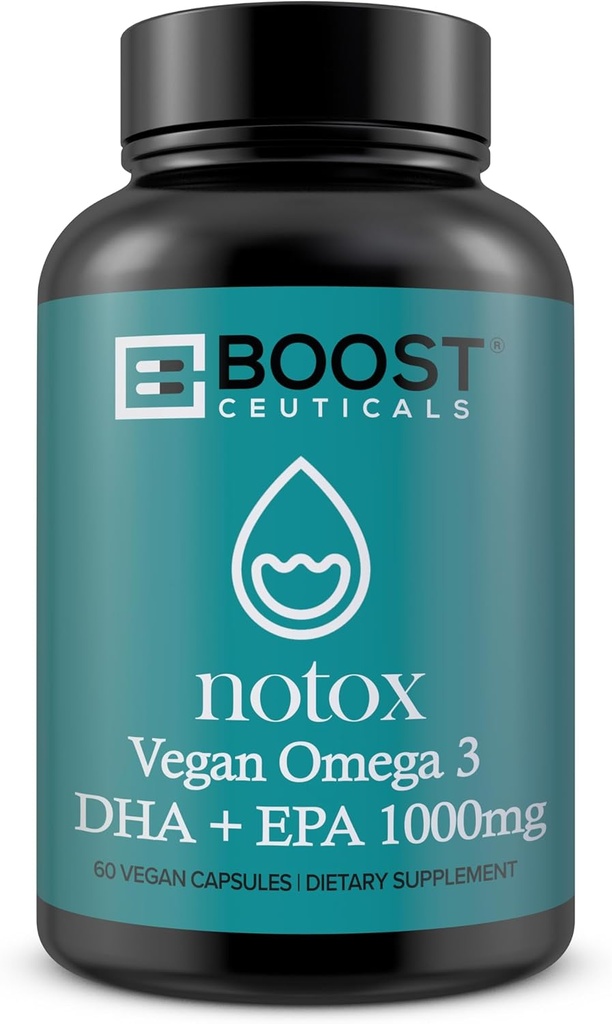 BoostCeuticals Vegan Omega 3 1000mg Plant-Based Algae Omega No Stearates Non GMO Gluten Free ← 60 Ct Supplement  durable Heart and Brain Health