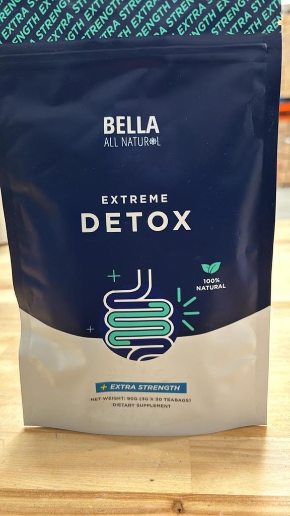 Bella All Natural Extreme Detox Tea - Body Cleanse, Colon Cleanser &amp; Detox, Natural Herbs, 3.17 Ounce
