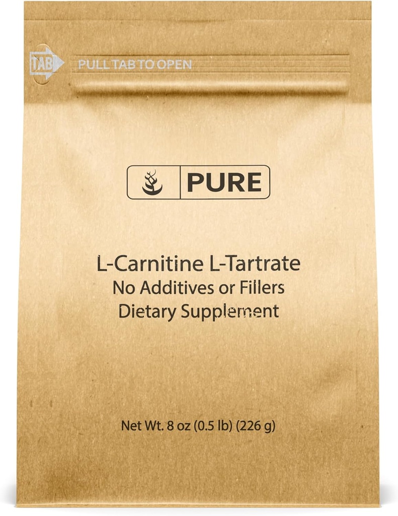 Ingredientes originales puros L-Carnitina L-Tartrate (8oz) Polvo, Suplemento Aminoácidos, Lab-Verified