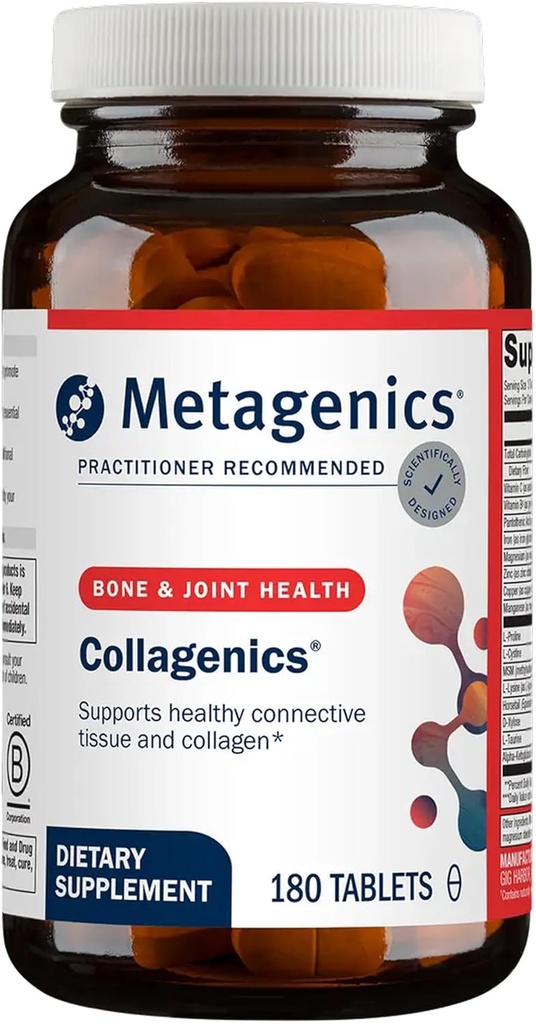 Metagenics Collagenics Suplemento nutricional Soporte para tejidos conectados y tabla de colágeno - 180 Cuenta