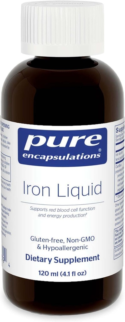 Encapsulaciones puras Hierro Líquido Silencioso Suplemento hipoalergénico Soporta Hemoglobina y Función de Mioglobina Silencioso 4.1 fl. oz.