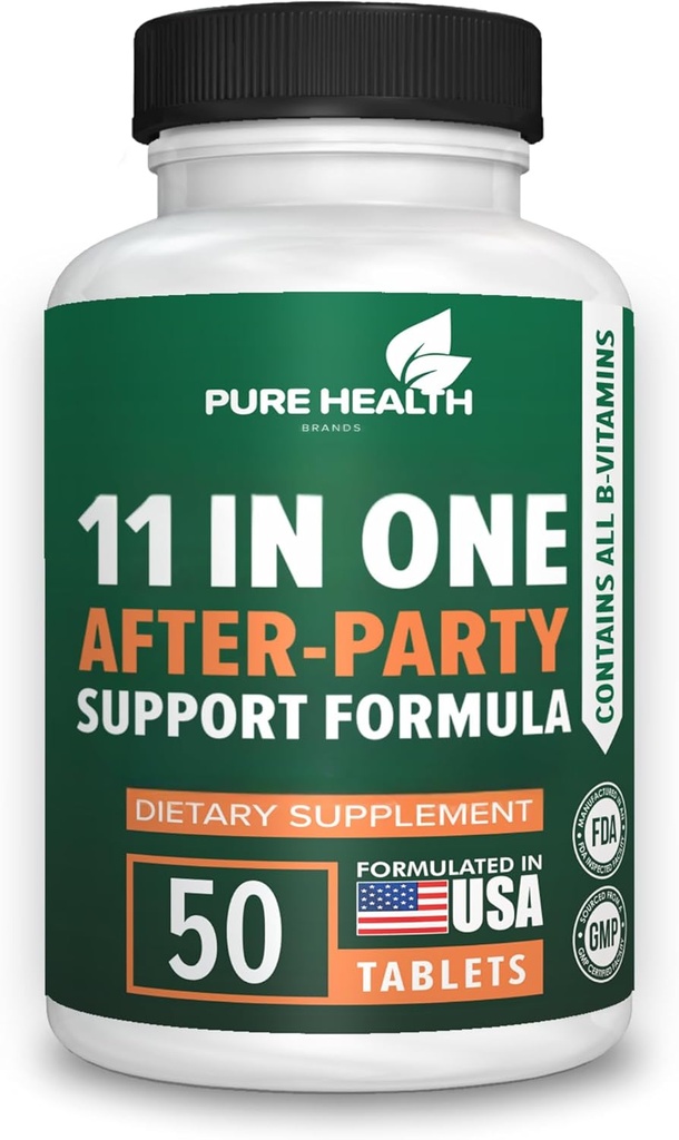Advanced 11-in-ONE After Drinking Support Vitamin - Liver Support, Immune System, Fast Hydration - Antes y Después de la Fórmula de soporte para el hígado - para una mejor mañana