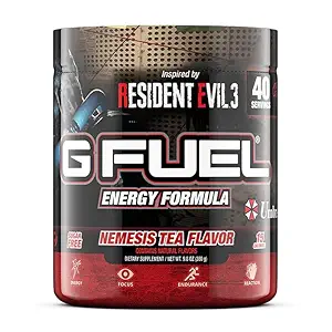G Fuel Celeste Strawberry Energy Drink Powder, Pre Workout Caffeine Mix for Gaming, Sugar Free Focus Amino, Vitamina + Antioxidantes, 9.8oz (Celeste Strawberry, 40 Servings)