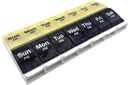 EZY DOSE Push Button (7-Day) Pill Case, Medicine Planner, Vitamin Organizer, 2 Times a Day, AM/PM Container, X-Large Compartments, Arthritis Friendly, Easy to Use, Clear Lids, Blue/Yellow, BPA Free