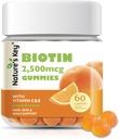 Las claves de la naturaleza Biotina Gummies con vitamina C y E, Apoyo Pelo uñas Crecimiento & Hermosa piel para mujeres hombres y niños, Vegan, Orange Flavors 60 cuenta