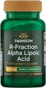 Swanson Triple Fuerza R-Fraction Alpha Lipoic Acid - Promueve la presión sanguínea saludable " Proporciona nutrientes esenciales - (30 cápsulas, 300 mg cada uno)