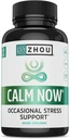 Zhou Calm Now - Suplemento de calma, Vitaminas de calma para hombres y mujeres, píldoras para relajarse para adultos con GABA " Ashwagandha, Stress " Focus Support - 60 cápsulas vegetarianas