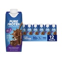 Afeitado de proteínas de chocolate puro, 30g Proteína completa, listo para beber y Keto-Friendly, Vitaminas A, C, D, y E más Zinc para soportar la salud inmune, botellas de 11oz, 12 Pack
