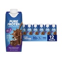 Afeitado de proteínas de chocolate puro, 30g Proteína completa, listo para beber y Keto-Friendly, Vitaminas A, C, D, y E más Zinc para soportar la salud inmune, botellas de 11oz, 12 Pack