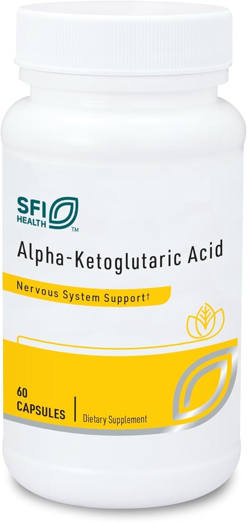 Klaire Labs SFI Health Alpha-Ketoglutaric Acid - Energy & Metabolism Support - 300mg AKG in Hypoallergenic, Vegetarian Capsules, Dairy & Gluten-Free (60 cápsulas)