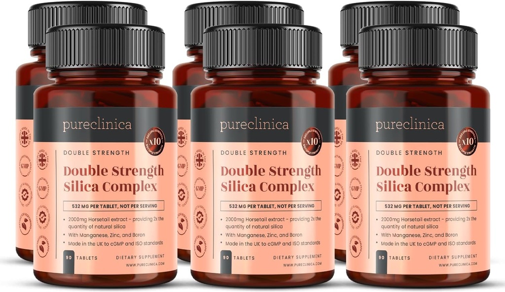 Complejo de Silica de doble fuerza – 18 meses de suministro! (Extracto de caballo de 2000mg x 540 Tabletas(6 Botellas de 90))