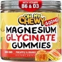 Centro-Filled Magnesium Glycinate Gummies 400MG - High Absorption for Kids, Adolescents & Adults - Suplemento para el sueño, la calma y la relajación muscular con B6 &amp; D3 - Gluten Free &amp; Vegan Friendly - 60 Condes