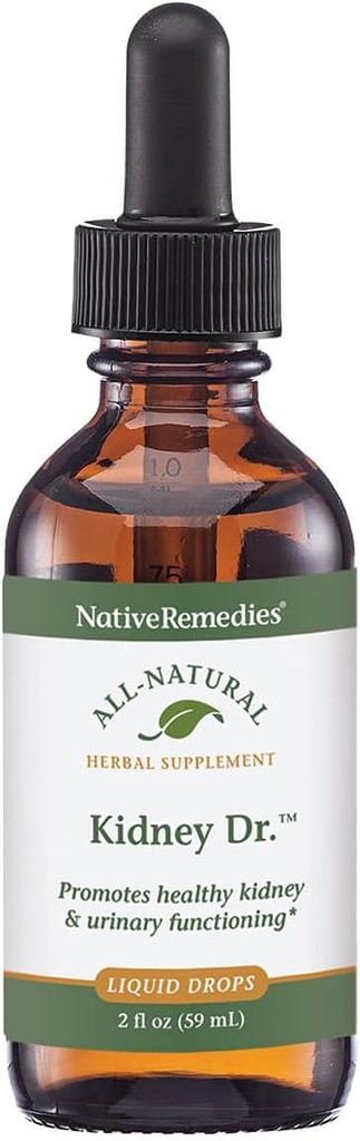 Remedios nativos Riñón Dr. - Todos los suplementos herbales naturales para el riñón y la salud del sistema urinario - 59 mL