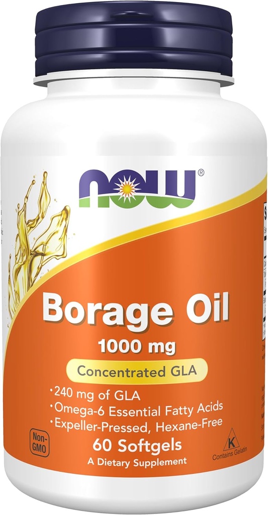 AHORA Suplementos de alimentos, aceite de borrado 1000 mg con 240 mg de GLA (ácido linolénico gamma), 60 Softgels