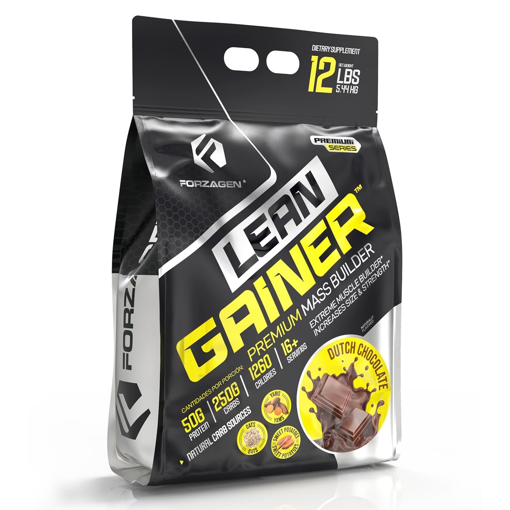 Forzagen Lean Gainer Premium Mass Builder | Mass Gainer Protein Powder for Men & Women | High Calorie Protein, Weight Gain, Bulk, Muscle Building Supplement | Dutch Chocolate, 12 lbs. (16+ Servings)