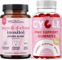 SMNutrition PMS Support Gummies & Myo-Inositol & D-Chiro Inositol | Hormone Balancing Bundle with 40:1 Ratio Inositol Supplement (30 Servings) and Herbal Cycle Support Gummies for Women (30 Servings)