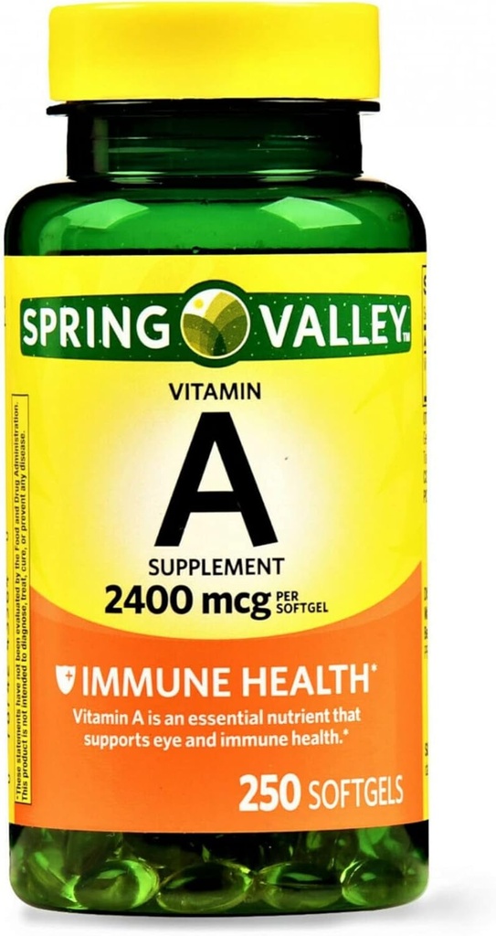Spring Valley - Vitamina A SUPPLEMENT 2400MCG 250 Softgels