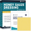 Miel Gauze Wound Dressing, 4" x 4" Manuka Honey Wound Care, Medical Grade Honey Bandages for Wound Care, Honey Patch for Faster Healing from Burns, Abrasions, Cuts and Scalds (Pack of 10)