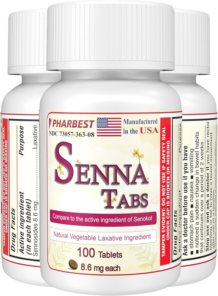 Senna Tablets 100 Ct. peru Natural Vegetable Laxative [Made in USA] Silencio Laxatives for Constipation, Colon Cleanser, Detox Cleanse, Constipation Relief for Adults Kids 8.6mg, Stool Softener Plus (1 Bottle)
