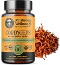 Mushroom Wellness Cordyceps Blend with Reishi: Organic Cordyceps & Reishi Mushroom Capsules, Mushroom Powder Supplement, Supports Immune System &amp; Healthy Urinary Function, 90 Vegan Capsules