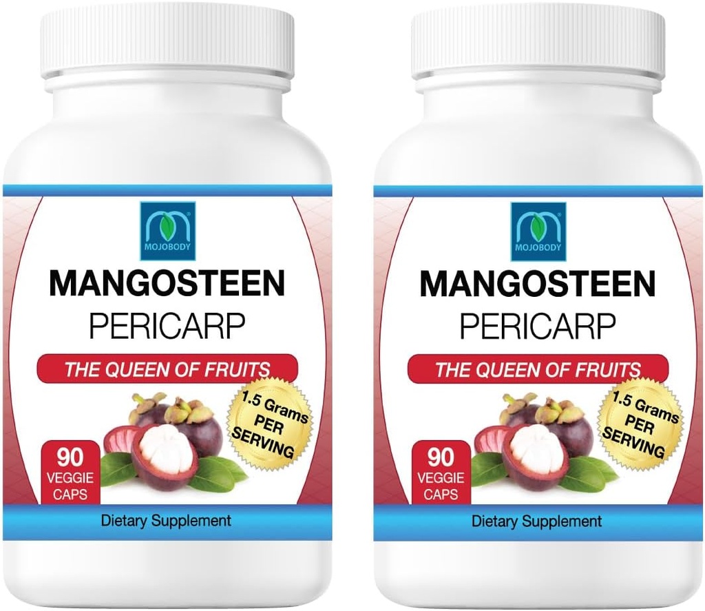Freeze Dried Mangosteen Pericarp Capsules 2PK, 1,5 gramos por ser, 90 cápsulas vegetarianas por botella, Xanthone Rich