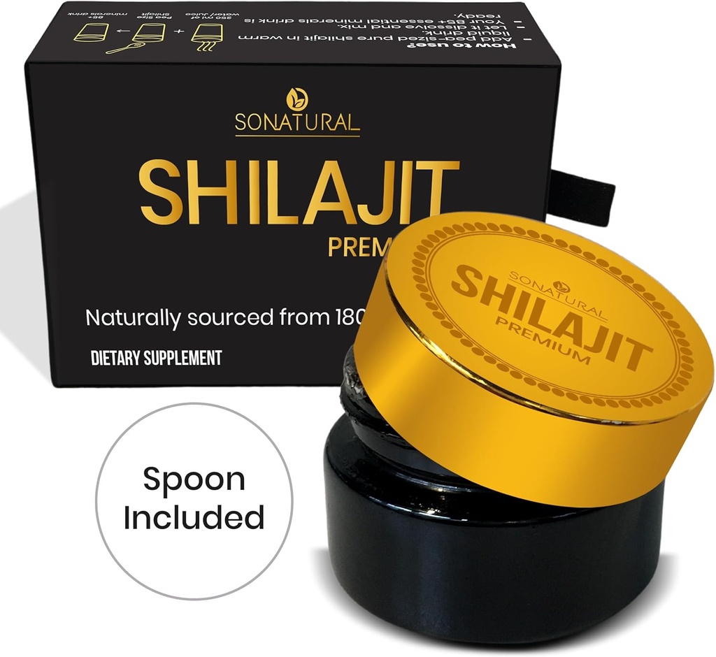 SONATURAL Shilajit Pure Himalayan Organic - 30g Premium 100% puro Shilajit Resin with Fulvic Acid &amp; 85+ Trace Minerals Complex for Energy &amp; Immune Support, (2 Meses Supply)