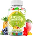Potasio Magnesio Suplemento Gummies, Potasio Gummies para Adultos Niños, Alta Absorción Magnesio Glycinate para Leg Cramps & Immune Health, Libre de Azúcar, Vegan Mixed Flavors, 60 Condes